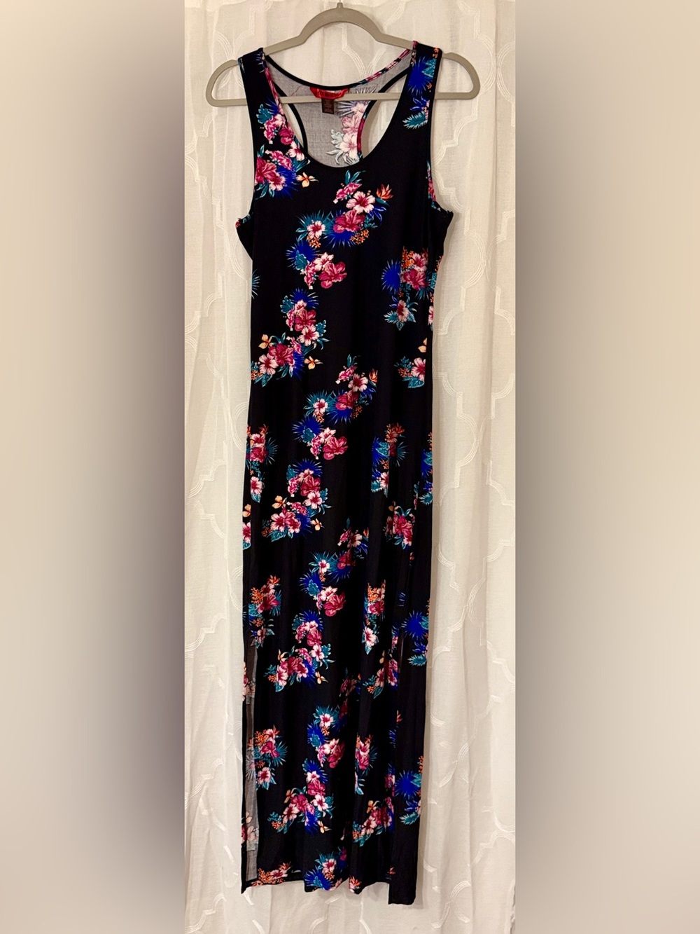 Hot Kiss Black Floral Side Slit Maxi Dress | XL